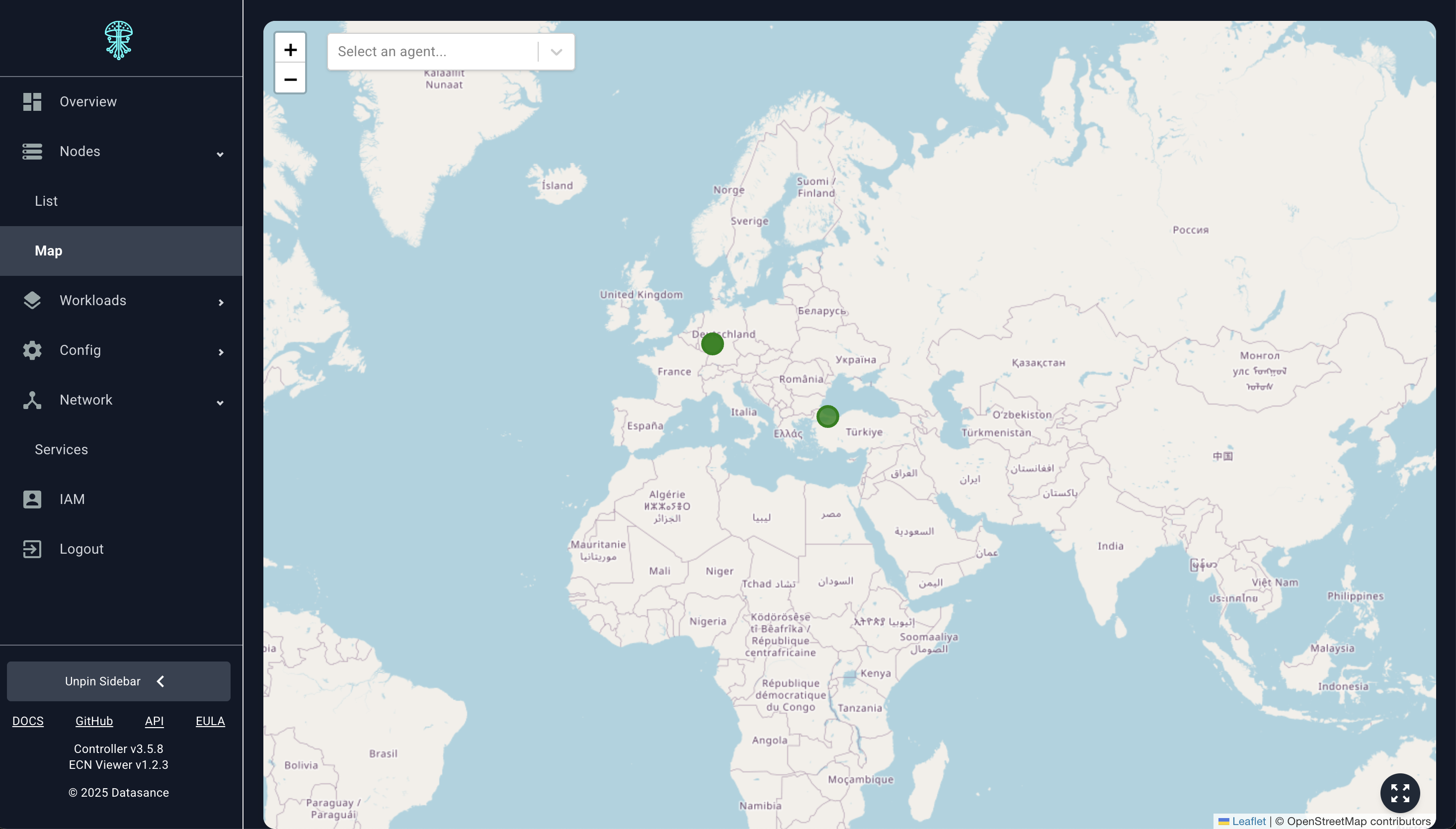Agent locations on an interactive map