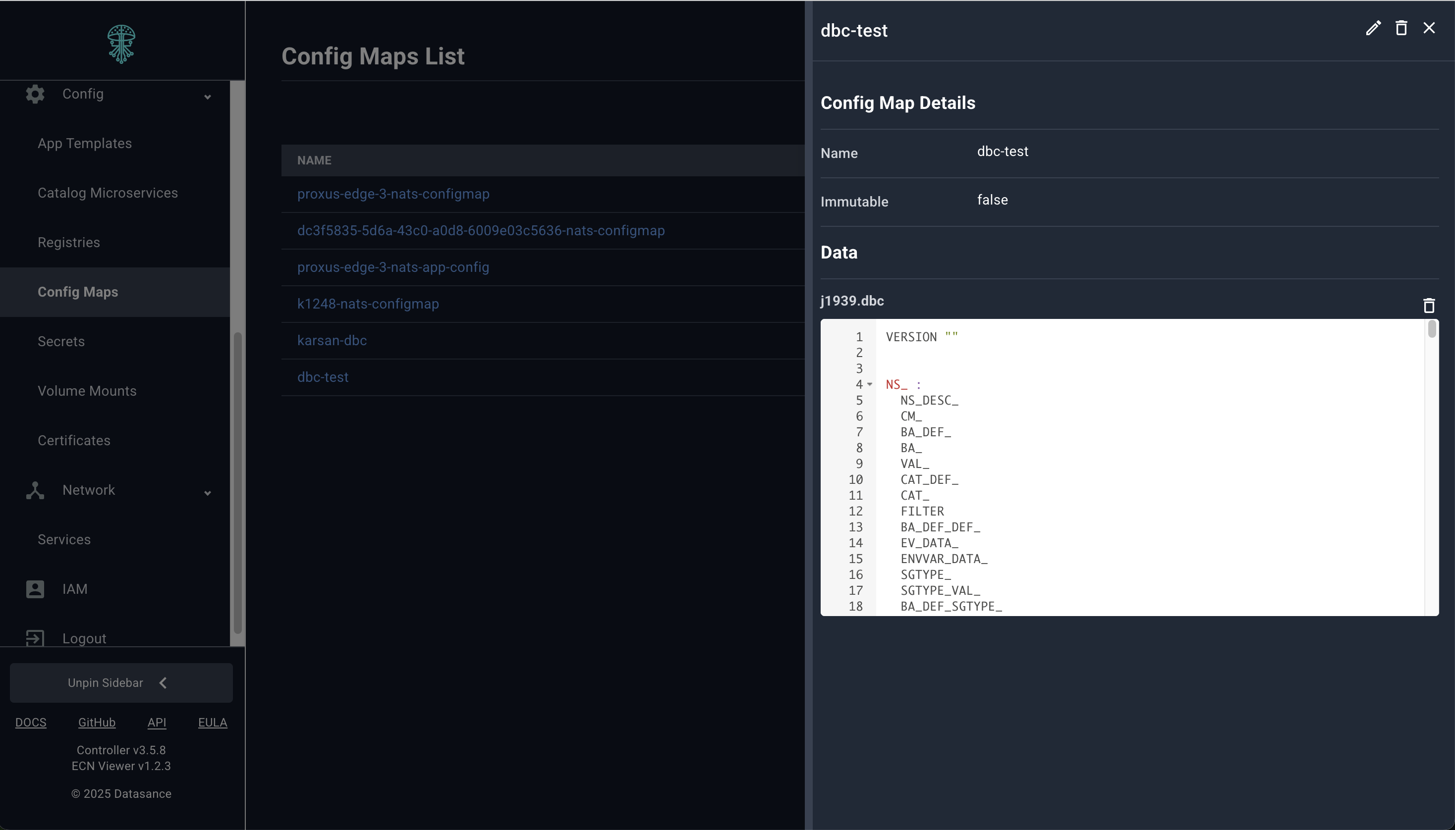 ConfigMap editor with structured data view