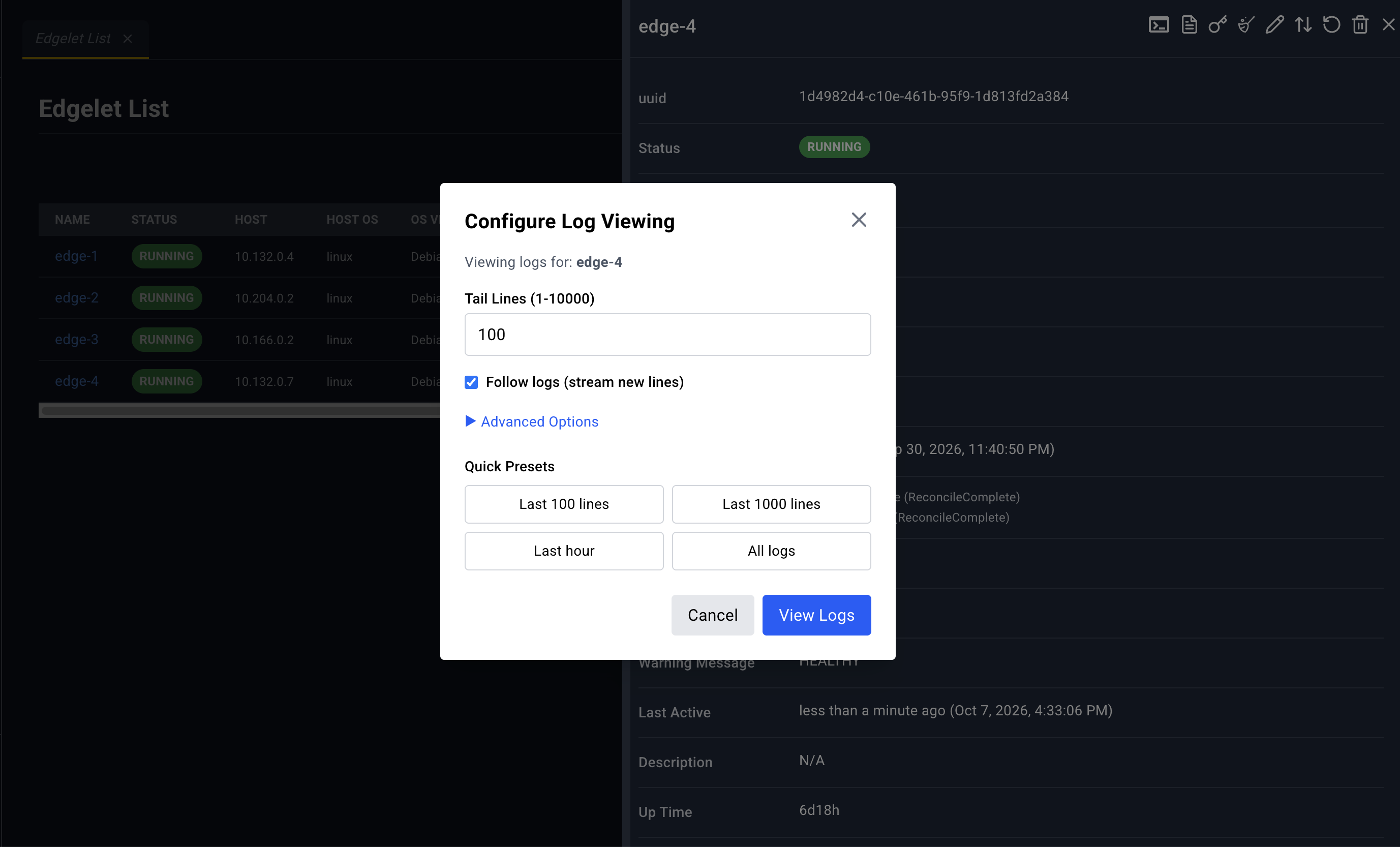 Log config