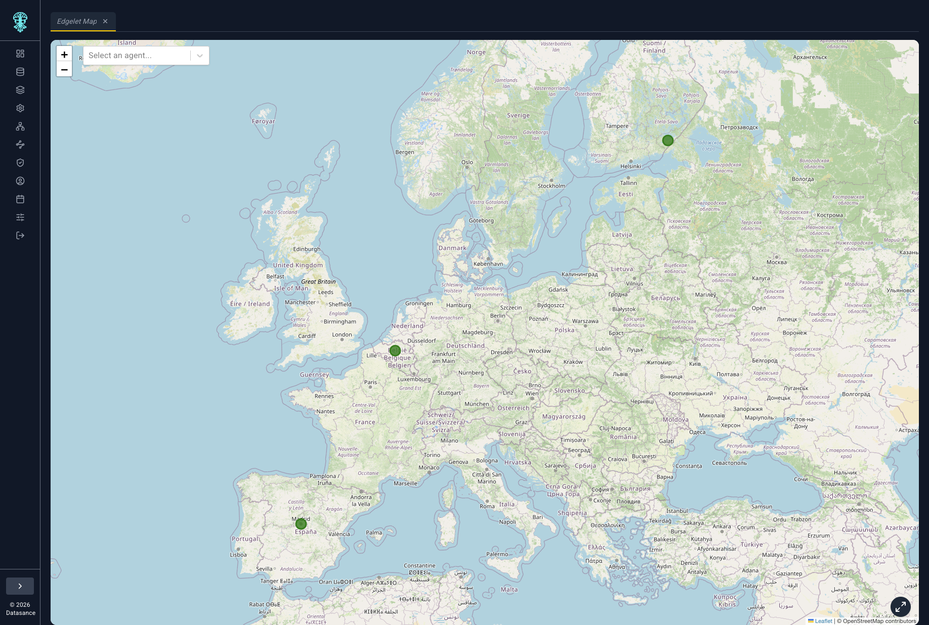 Edgelet node locations on an interactive map