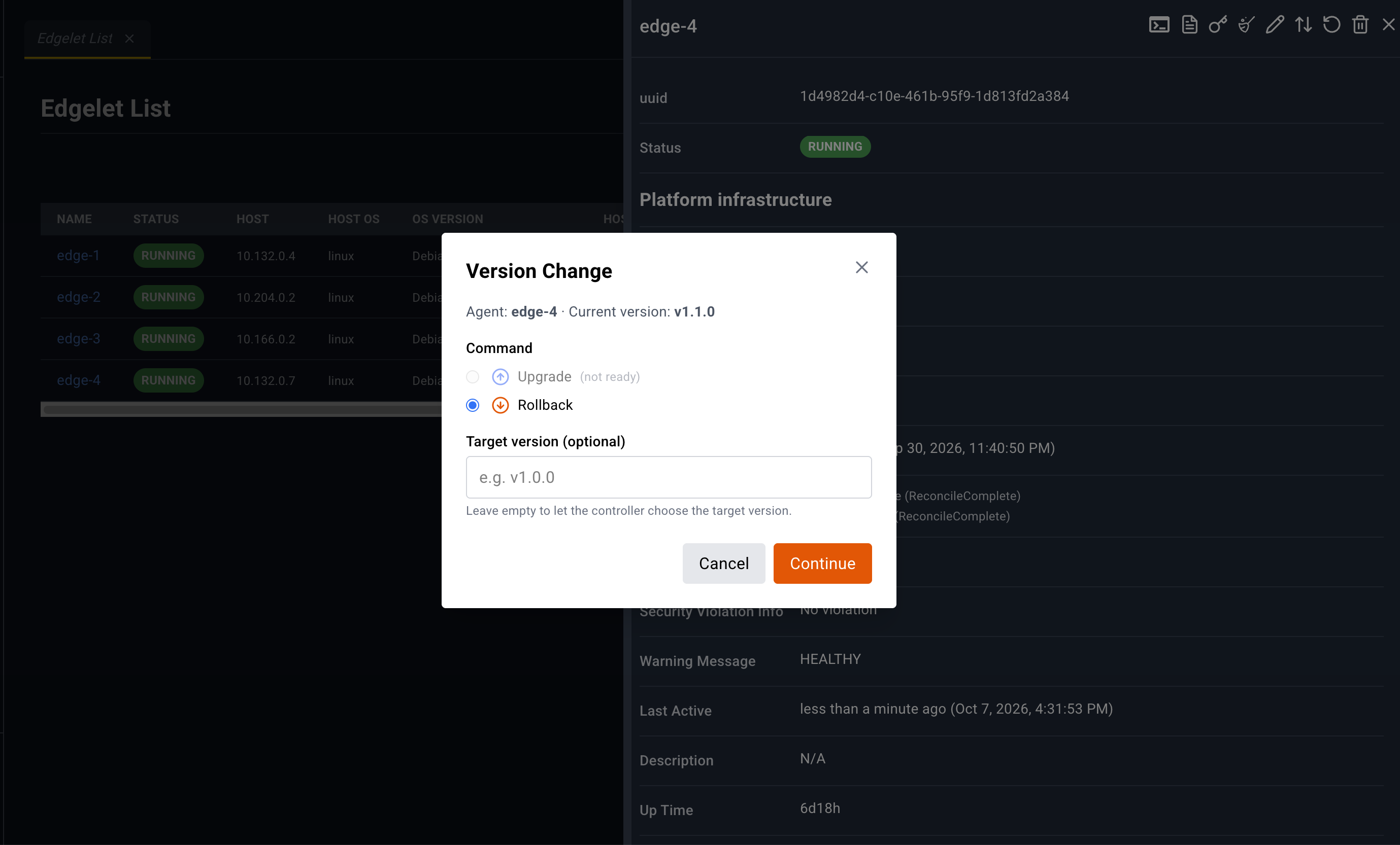 Version change