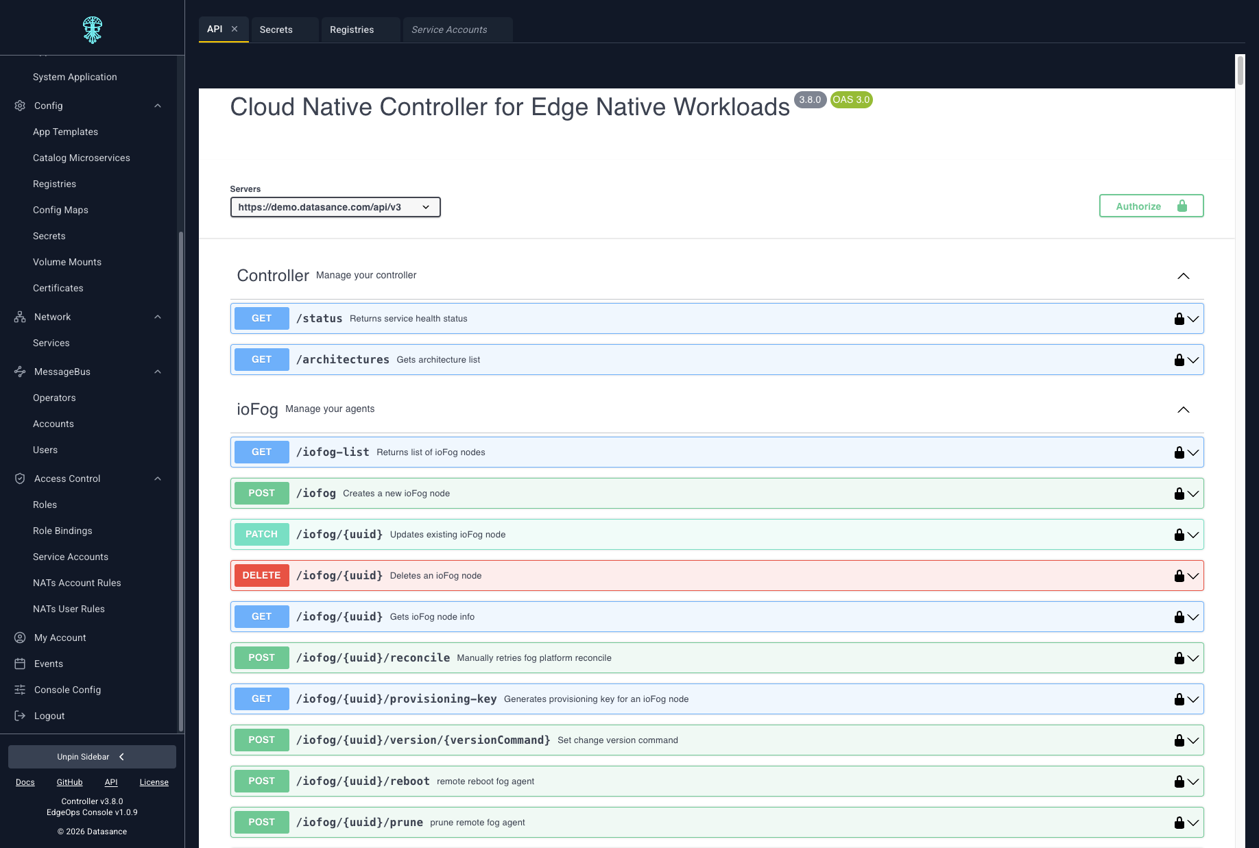 Embedded REST API explorer