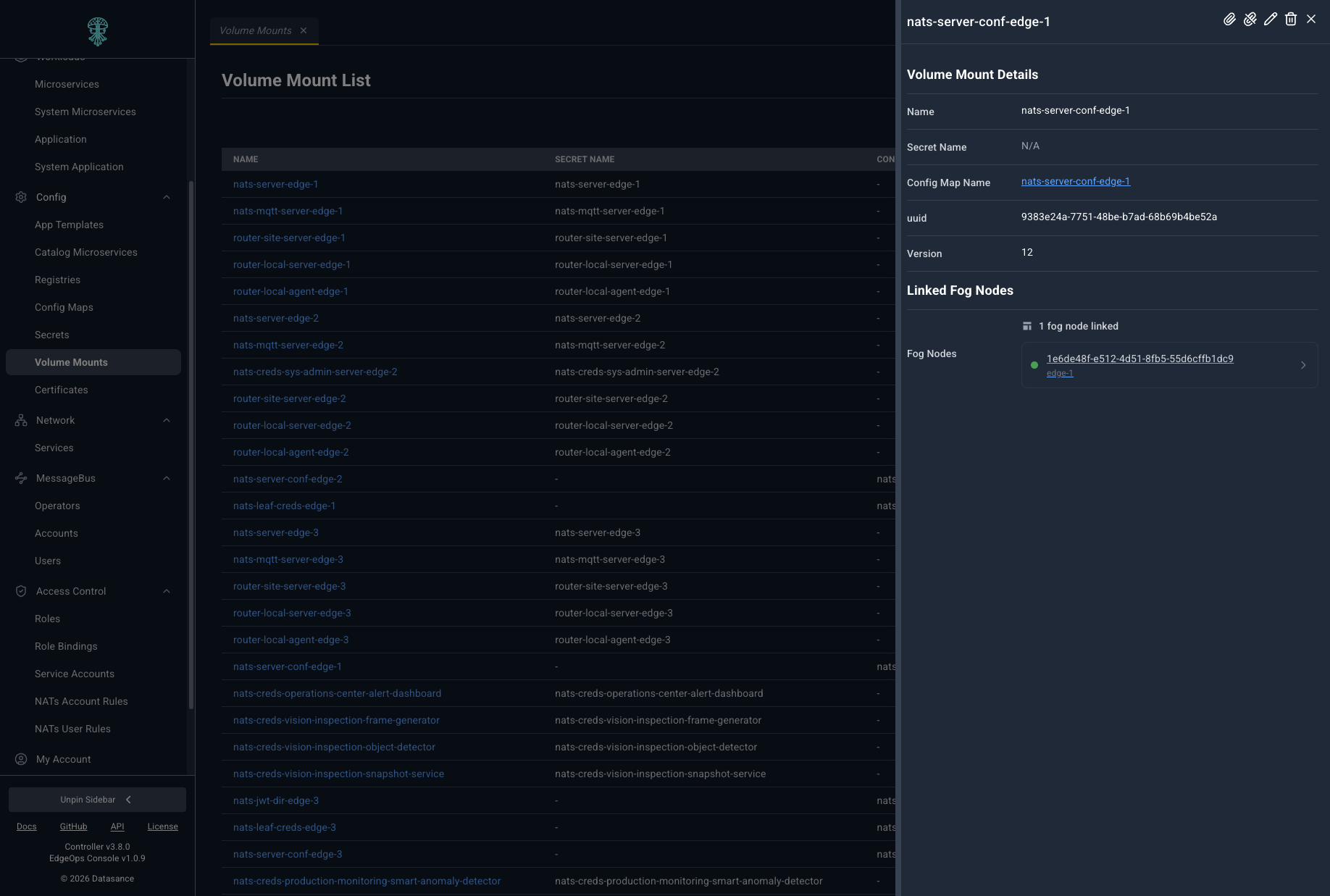 VolumeMount editor for binding ConfigMaps and Secrets to Edgelet nodes