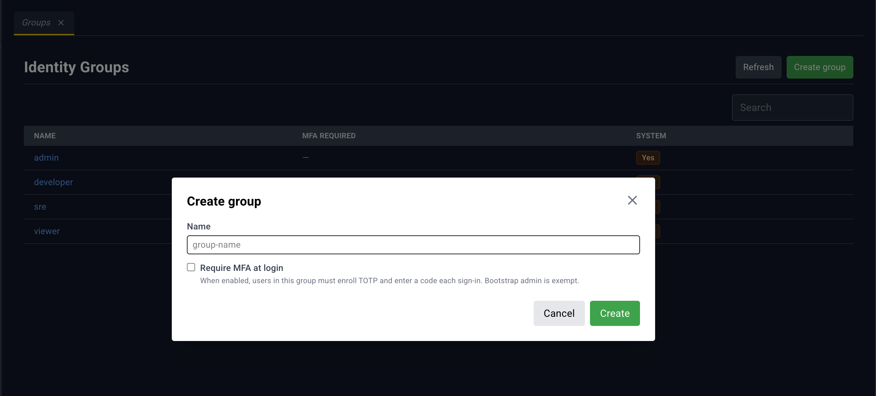 Group create