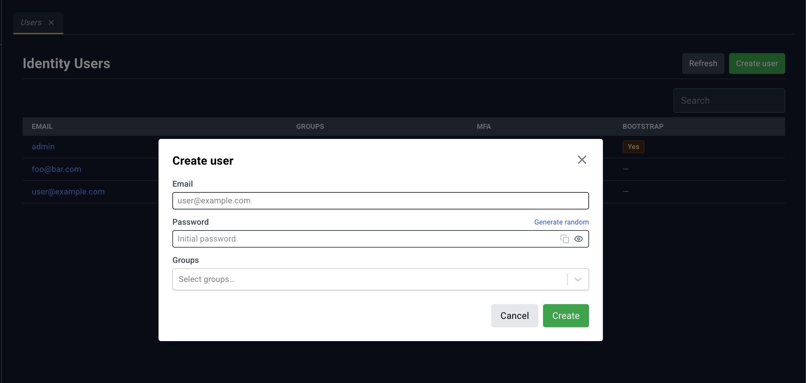 Create user