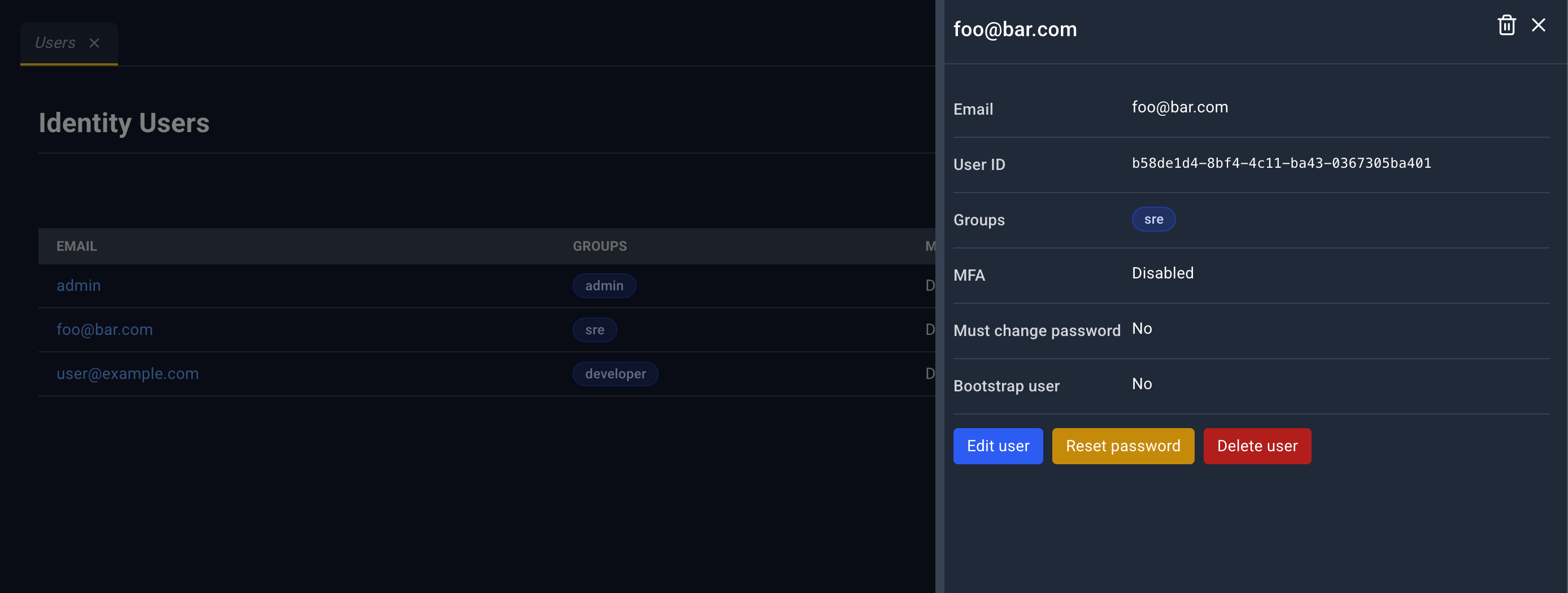 User detail