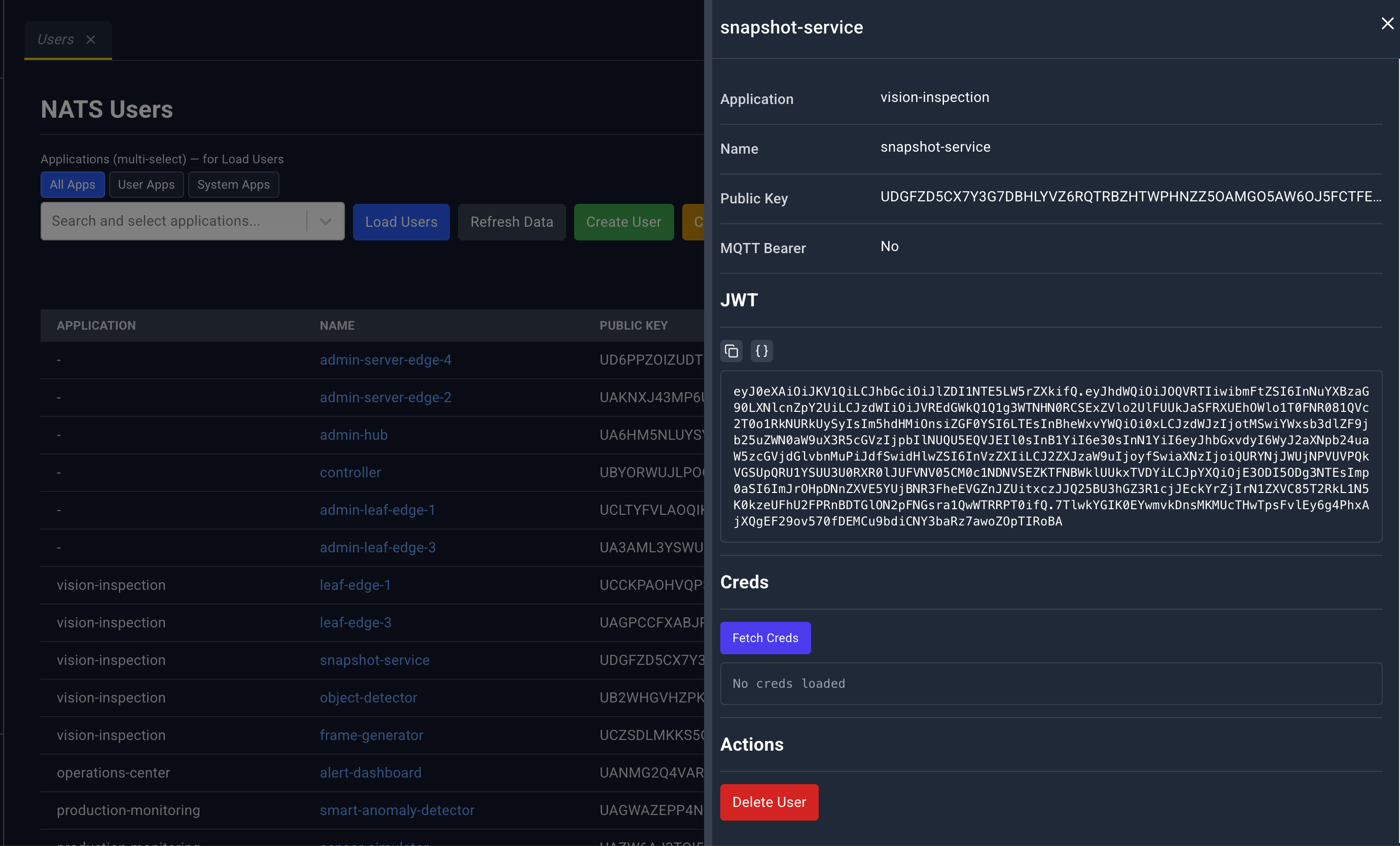 NATS user detail